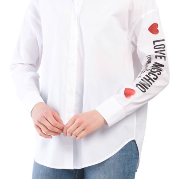 Love MOSCHINO WHITE BUTTON DOWN BLOUSE SIZE EU 44​​​​ - Picture 3 of 4